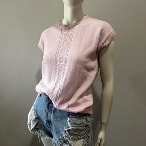 Vintage Pink Knit Sweater Vest | Coquette Balletcore Soft Girl Aesthetic